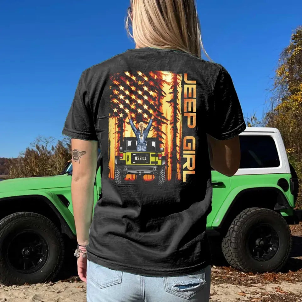Personalized Jeep Girl Flag T-shirt Printed MTDT0606