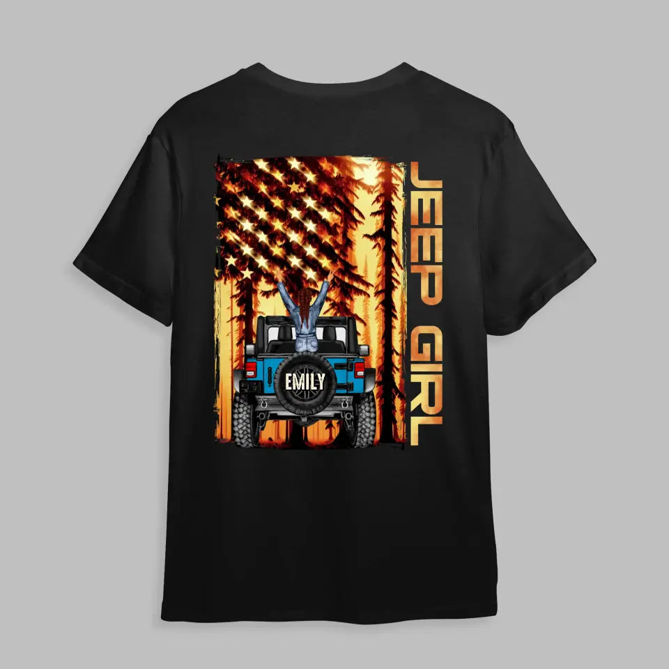 Personalized Jeep Girl Flag T-shirt Printed MTDT0606