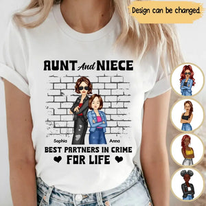 Personalized Aunt And Niece Best Partners In Crime For Life T-shirt Printed 23JUN-PN06