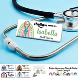 Personalized Rainbow Hello My Name Is Gift For Nurse Name Badge Holders Printed QTDT1006