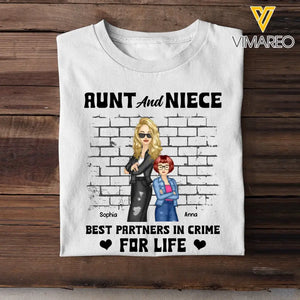 Personalized Aunt And Niece Best Partners In Crime For Life T-shirt Printed 23JUN-PN06