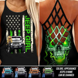 Personalized Jeep Girl Flag Background Jeep Lovers Criss Cross Tank Printed HTHDT1306