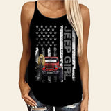 Personalized Jeep Girl Flag Background Jeep Lovers Criss Cross Tank Printed HTHDT1306