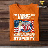 Personalized I'm A Grumpy Old Nurse My Level Of Sarcasm Depends On Your Level Of Stupidity T-shirt Printed 23JUN-HQ14