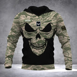 Personalized British Veteran Solder With Name And Rank Skull Camo Hoodie 3D Printed QTDT1506