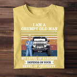 Personalized I Am A Grumpy Old Man/Woman My Level Of Sarcasm Depends On Your Level Of Stupidity T-shirt Printed QTTB1506