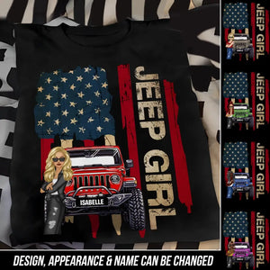 Personalized Jeep Girl Colorful Flag Tshirt Printed QTDT1906