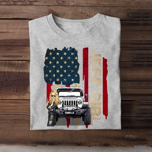 Personalized Jeep Girl Colorful Flag Tshirt Printed QTDT1906