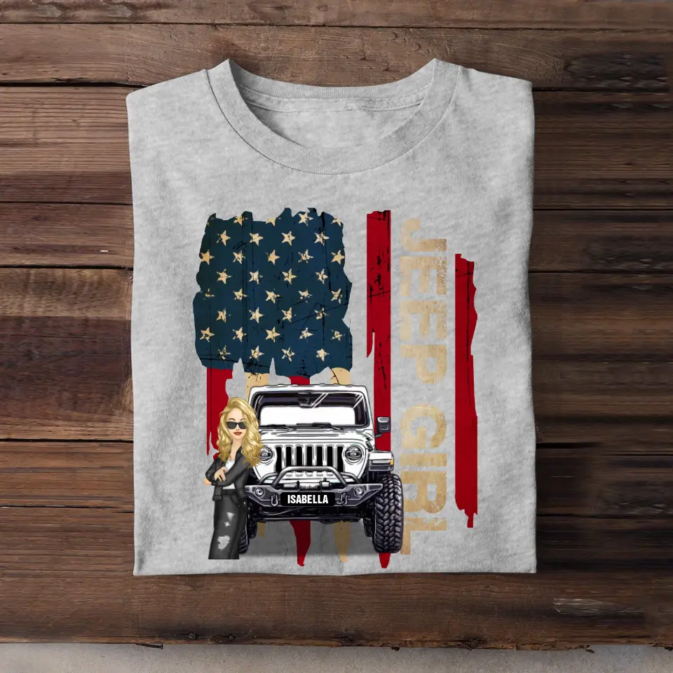 Personalized Jeep Girl Colorful Flag Tshirt Printed QTDT1906