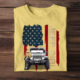 Personalized Jeep Girl Colorful Flag Tshirt Printed QTDT1906