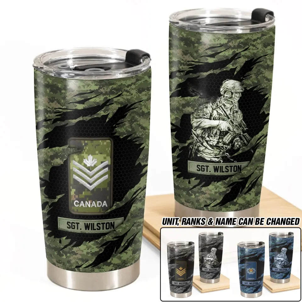 Personalized Canadian Soldier Veteran Tumbler Printed QTDT2006