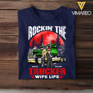 Personalized Rockin' The Trucker Wife Life Tshirt Printed PNHQ2006