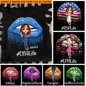 Personalized Nurse Chibi On Glitter Sexy Lips Gifts For Nurse 2D Printed Tshirt