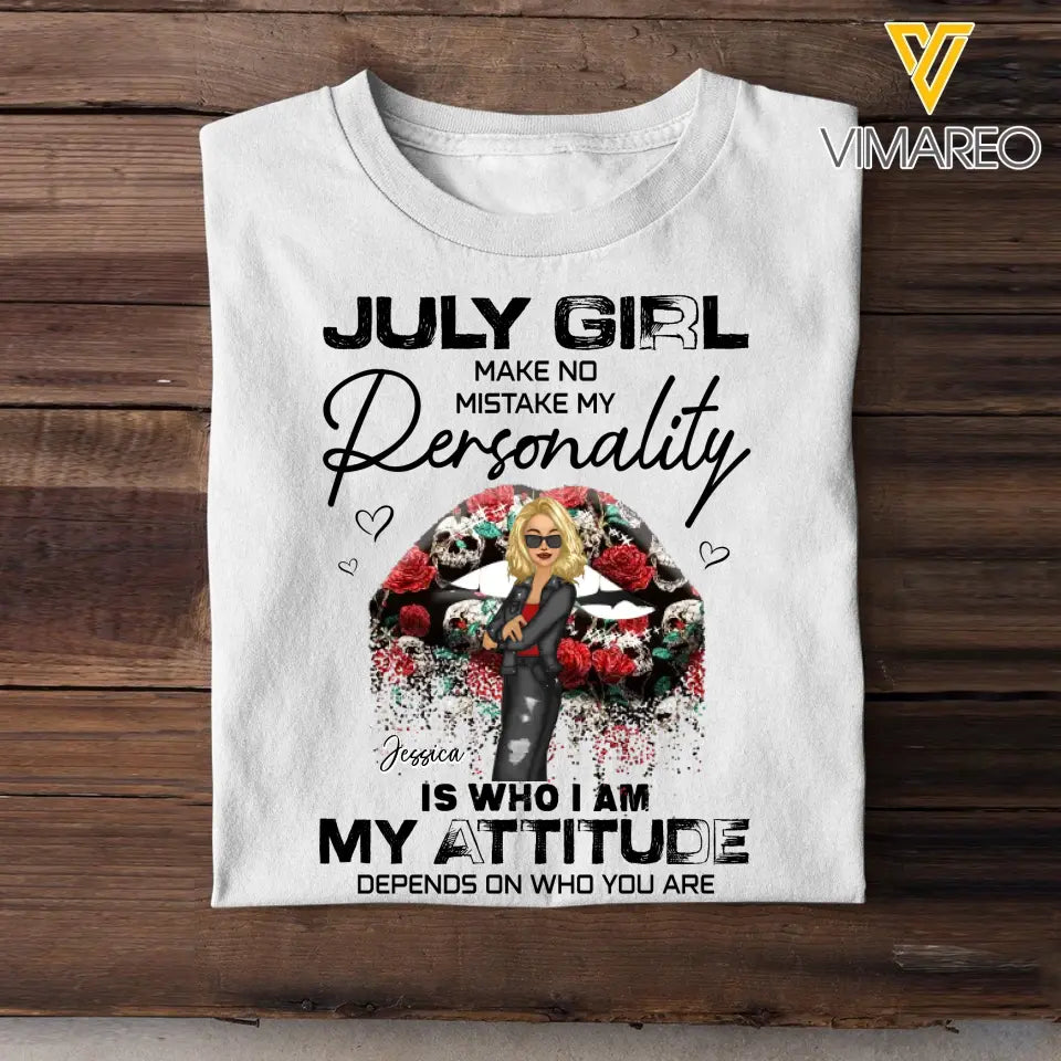Personalized July Girl Make No Mistake Personality Glitter Sexy Lips Cool Girl Gift For July Girl