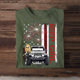 Personalized Jeep Girl Firework Flag Background Jeep Lovers Gift T-shirt Printed MTPN2106