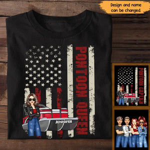 Personalized Pontoon Queen Flag Background T-shirt Printed 23JUN-PN21