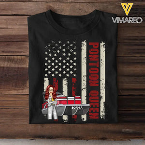 Personalized Pontoon Queen Flag Background T-shirt Printed 23JUN-PN21