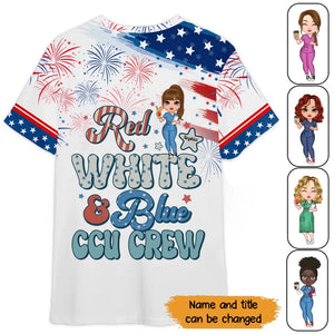 Personalzied Red White & Blue Ccu Crew Gift For Nurse 3D TShirt Printed HTHHN2206