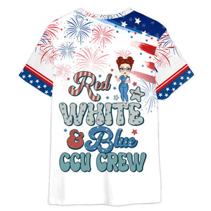 Personalzied Red White & Blue Ccu Crew Gift For Nurse 3D TShirt Printed HTHHN2206