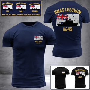 Personalized Australia Navy Ships Art With Name And Served Time T-Shirt Printed QTDT2406