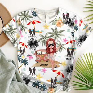 Personalzied Beach Girl & Dogs Gift For Dog Lover Tshirt Printed 23JUN-PN22