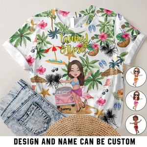 Personalzied Tanned And Tipsy Watercolor Hawaii  3D TShirt Printed QTVH2706