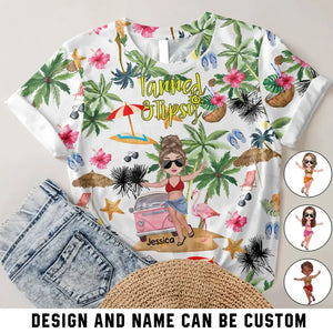 Personalzied Tanned And Tipsy Watercolor Hawaii  3D TShirt Printed QTVH2706