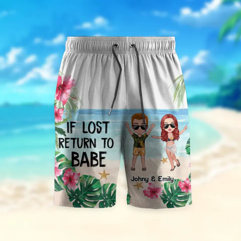 PERSONALIZED If Lost Return To Babe Watercolor Hawaii Beach Short QTPN2706