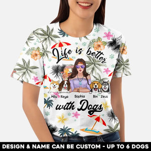 Personalzied Life Is Better With Dogs Hawaii 3D TShirt Printed PNHQ2606