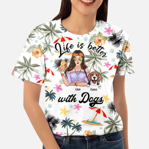 Personalzied Life Is Better With Dogs Hawaii 3D TShirt Printed PNHQ2606