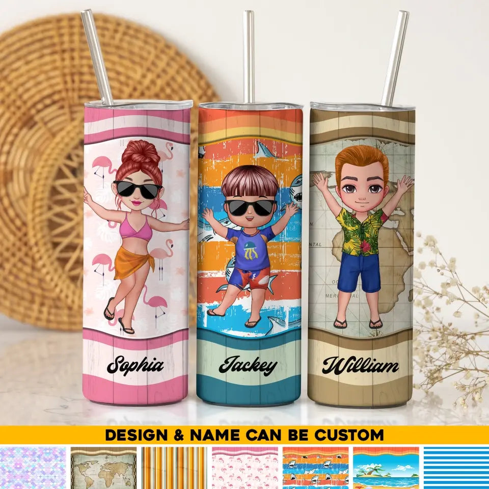 Personalized Family On The Beach Skinny Tumbler Printed PNHQ2606