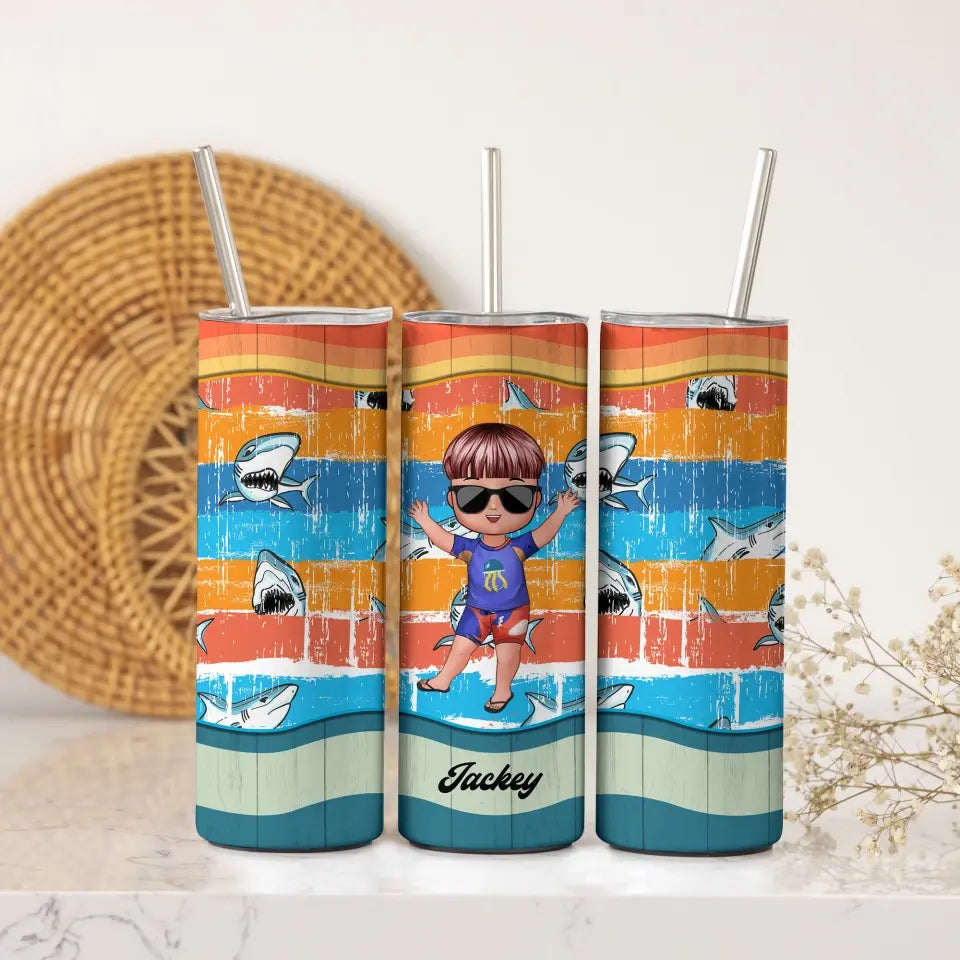Personalized Family On The Beach Skinny Tumbler Printed PNHQ2606