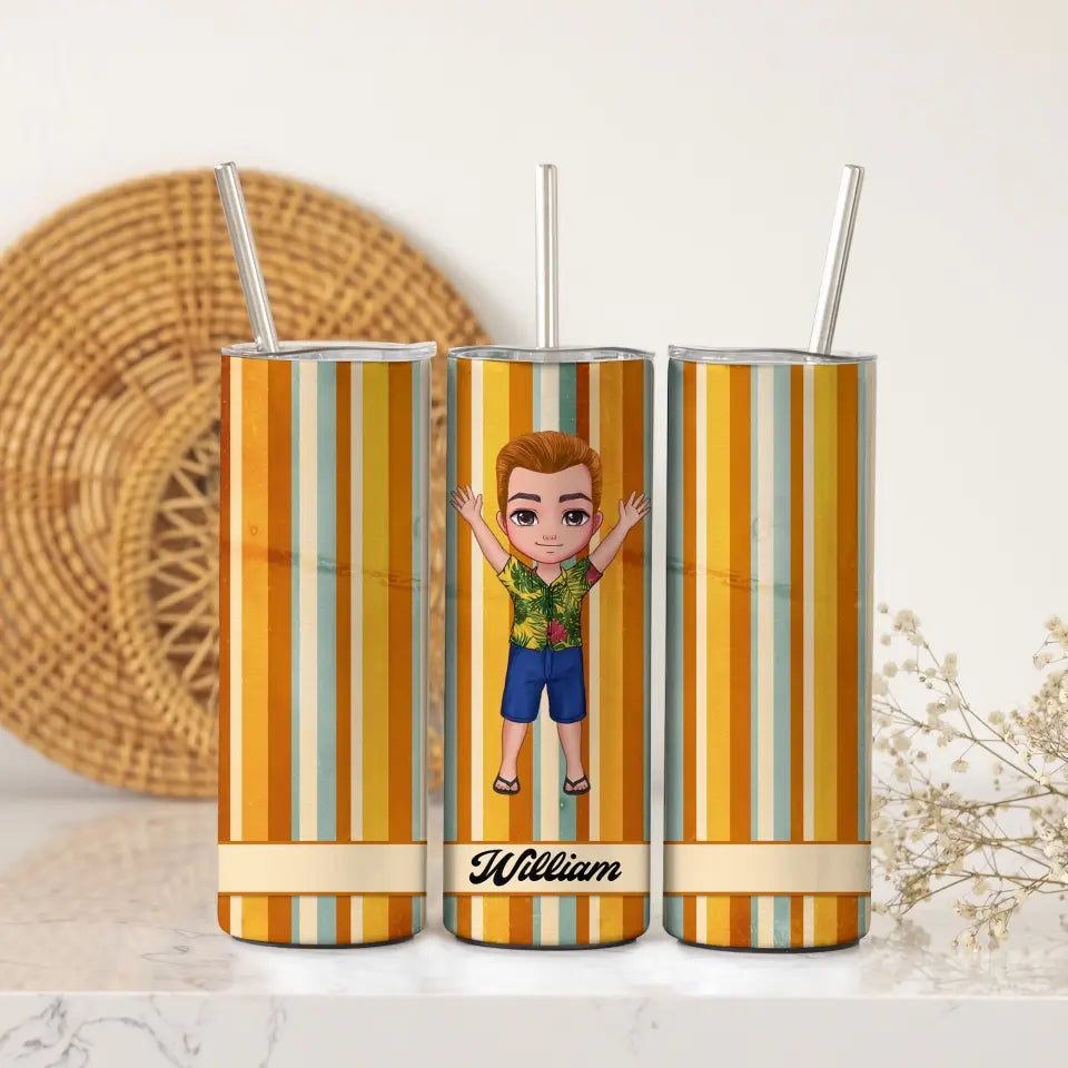 Personalized Family On The Beach Skinny Tumbler Printed PNHQ2606