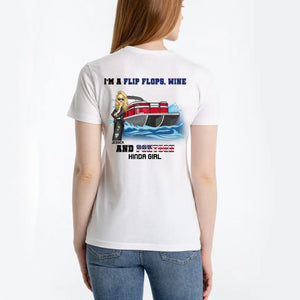 Personalized I'm A Flip Flops Wine And Pontoon Kinda Girl T-shirt Printed MTHN2006