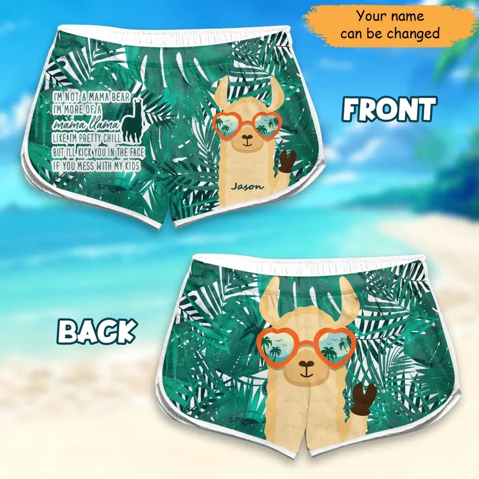 Personalized I'm Not A Mama Bear I'm More Of A Mama Llama Woman Beach Short HTHHN2806