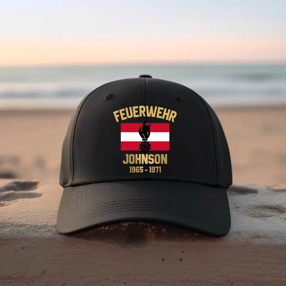 Personalized Austrian Firefighter Flag Cap Printed 23JUN-DT30