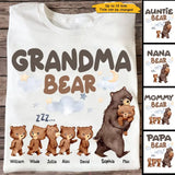 Personalized Grandma Bear with Kid Names T-shirt HTHHN3006
