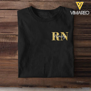 Personalized RN Nurse Title Glitter Gold T-shirt Printed QTKH0407