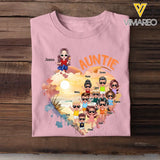 Personalized Auntie Heart with Kid Name T-shirt Printed MTHN0307