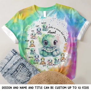 Personalzied Aunt Turtles with Kid Names 3D T-shirt Printed HTHKVH0507