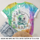 Personalzied Aunt Turtles with Kid Names 3D T-shirt Printed HTHKVH0507