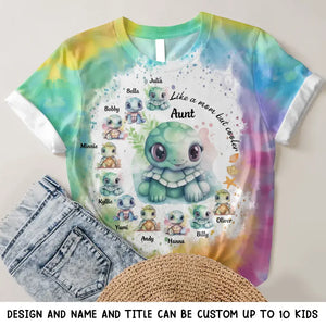 Personalzied Aunt Turtles with Kid Names 3D T-shirt Printed HTHKVH0507