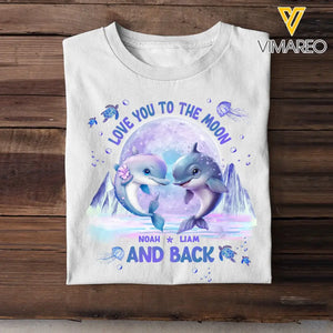 Personalized Love You To The Moon And Back Dolphin Couple T-shirt Printed DT67