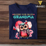 Personalized Blessed To be Called Grandma Owl Butterflies with Kid Names T-shirt Printed PNHN0507