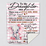 Personalized To My Daughter Once Upon A Time There Was A Little Girl Who My Heart Elephant Quilt Blanket Printed PNHQ0607