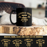 Personalized Spainish Veteran/Soldier Rank Camo & Flag Black Mug Printed 23JUL-DT04