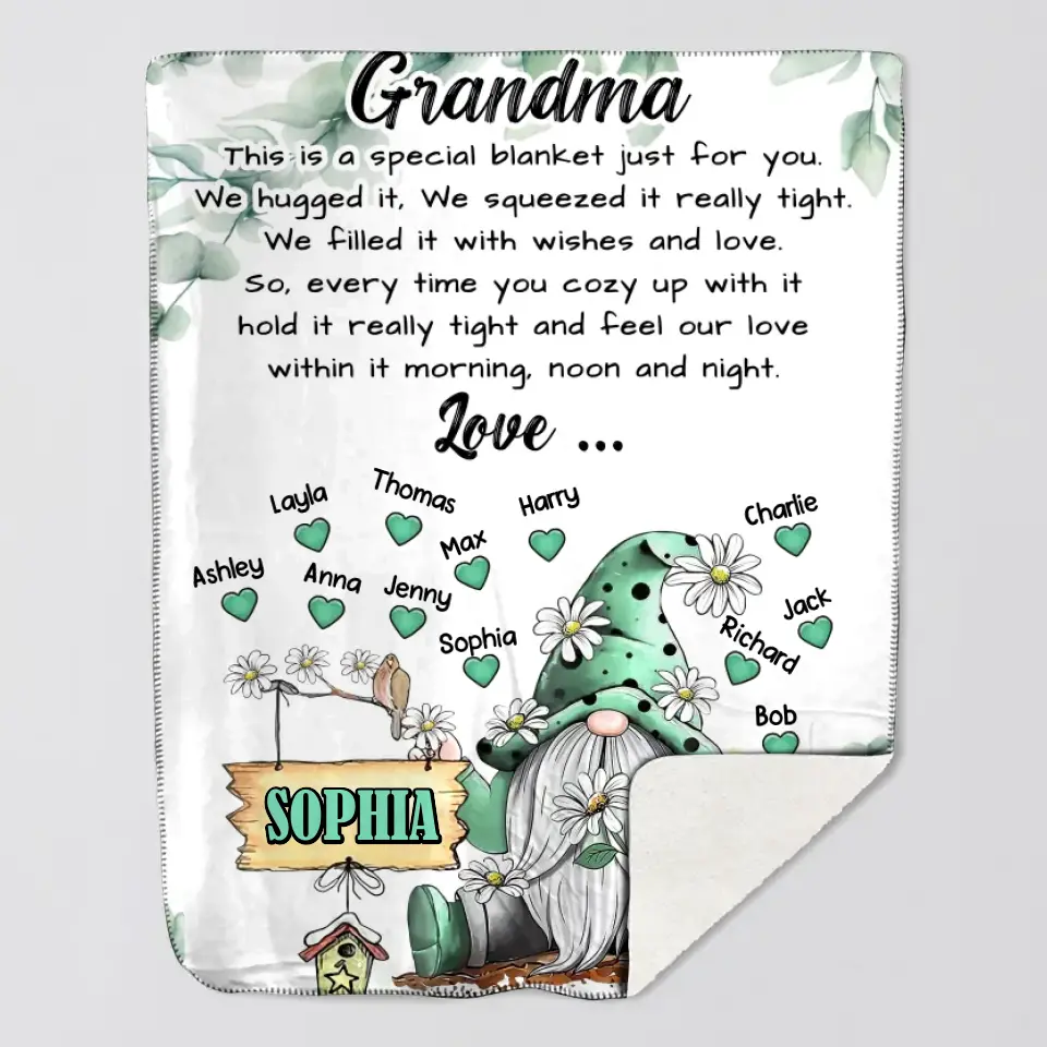 Personalized  Grandma Love From Grandkids Kid Nam Hippie Quilt Blanket Printed 22DEC-HQ29