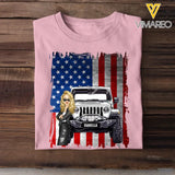 Personalized Jeep Girl Flag T-shirt Printed QTDT1007