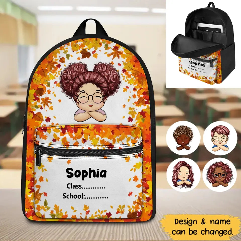 Personalized Fall Season Kid Name School Name Kid's Backpack Printed PNPN1107