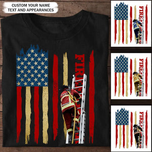 Personalized Firefighter Flag Colorful T-Shirt Printed QTPVD1207